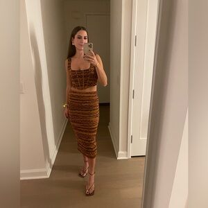 SET - brown tulle skirt and crop top corset